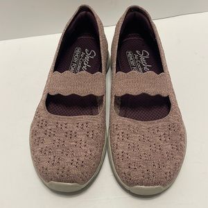 Skechers Seager Simple Things Women’s Size 7 Mauve Mary Jane Comfort Knit Shoes